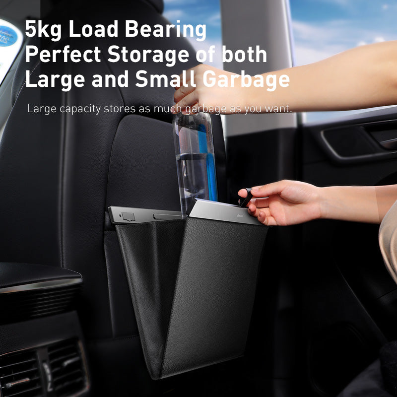 Magnetic suction car rear seat trash can