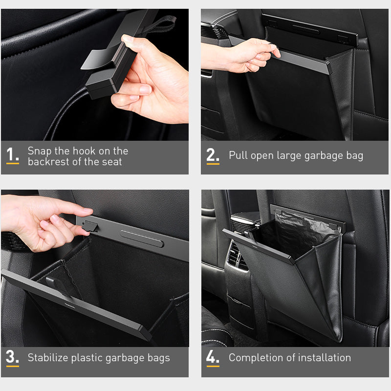 Magnetic suction car rear seat trash can