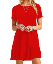 Women's Vintage Print O-Neck Mini T-Shirt Dress – Casual & Chic