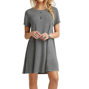 Women's Vintage Print O-Neck Mini T-Shirt Dress – Casual & Chic