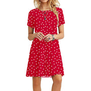 Women's Vintage Print O-Neck Mini T-Shirt Dress – Casual & Chic