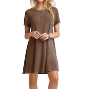 Women's Vintage Print O-Neck Mini T-Shirt Dress – Casual & Chic