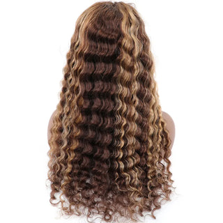 Wear And Go Glueless Wig Ombre  Highlight Mongolian Deep Wave 4x4 Hd Lace Glueless Pre Plucked Human Wigs Ready To Go