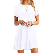 Women's Vintage Print O-Neck Mini T-Shirt Dress – Casual & Chic