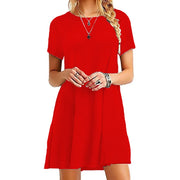 Women's Vintage Print O-Neck Mini T-Shirt Dress – Casual & Chic