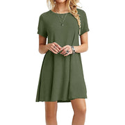 Women's Vintage Print O-Neck Mini T-Shirt Dress – Casual & Chic