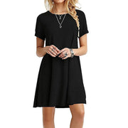 Women's Vintage Print O-Neck Mini T-Shirt Dress – Casual & Chic